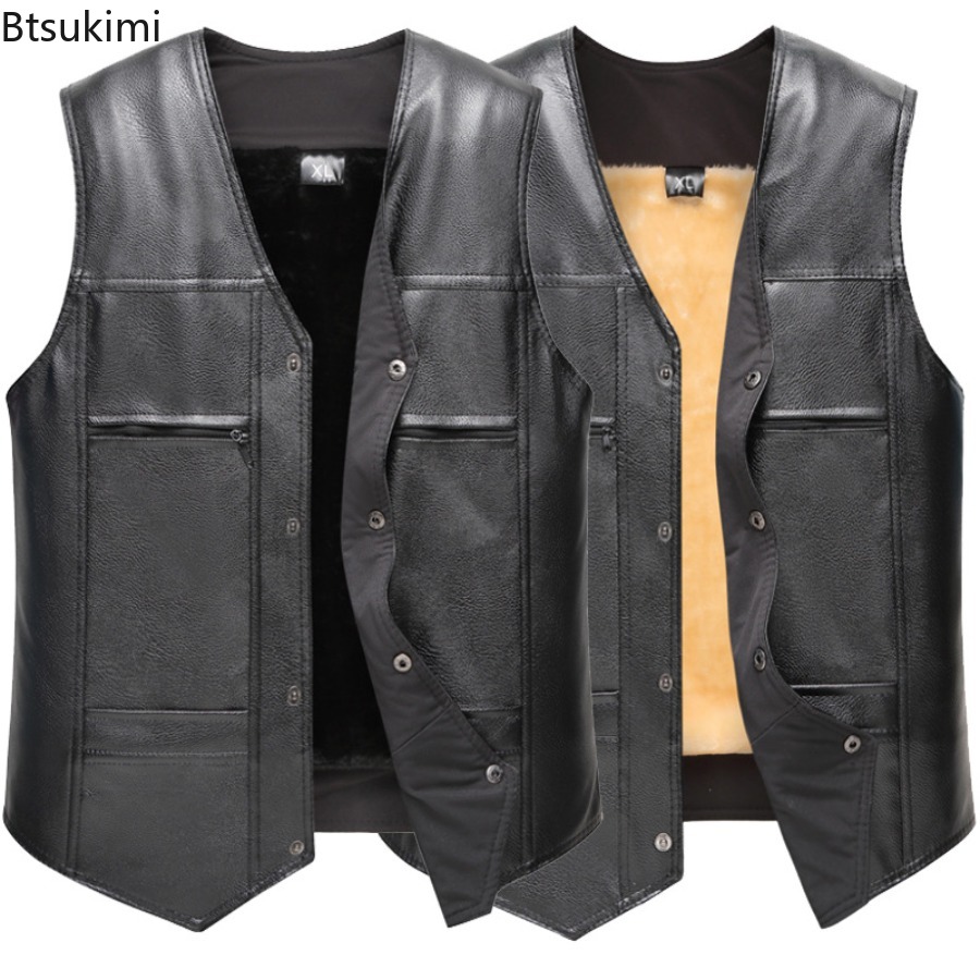 Motorcycle Gear Vest - Autumn Winter New Men's Leather Vest