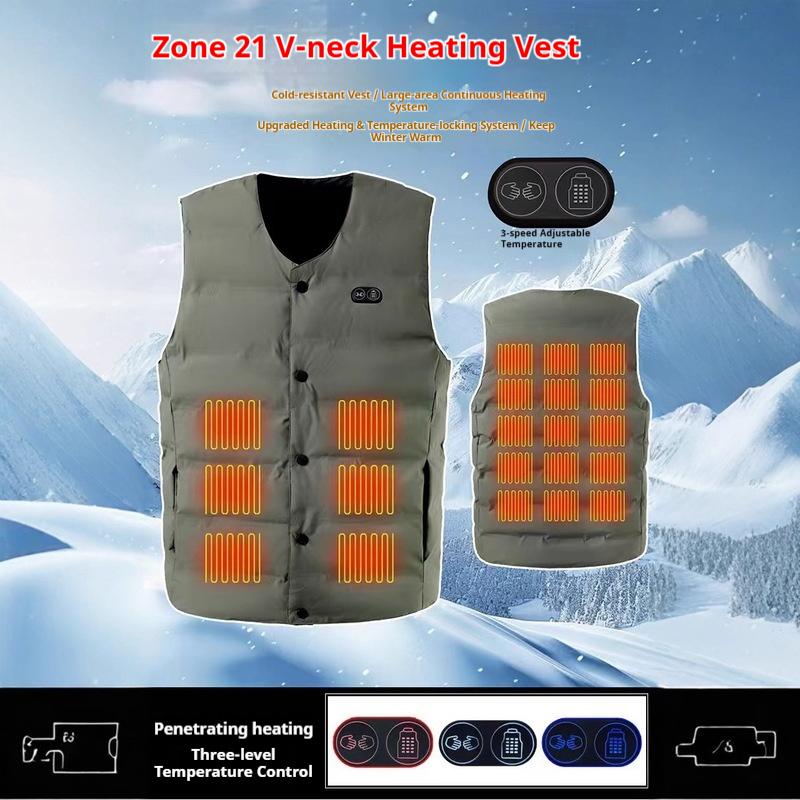 Motorcycle Gear Vest - Winter New Style 21 Zone V-Neck