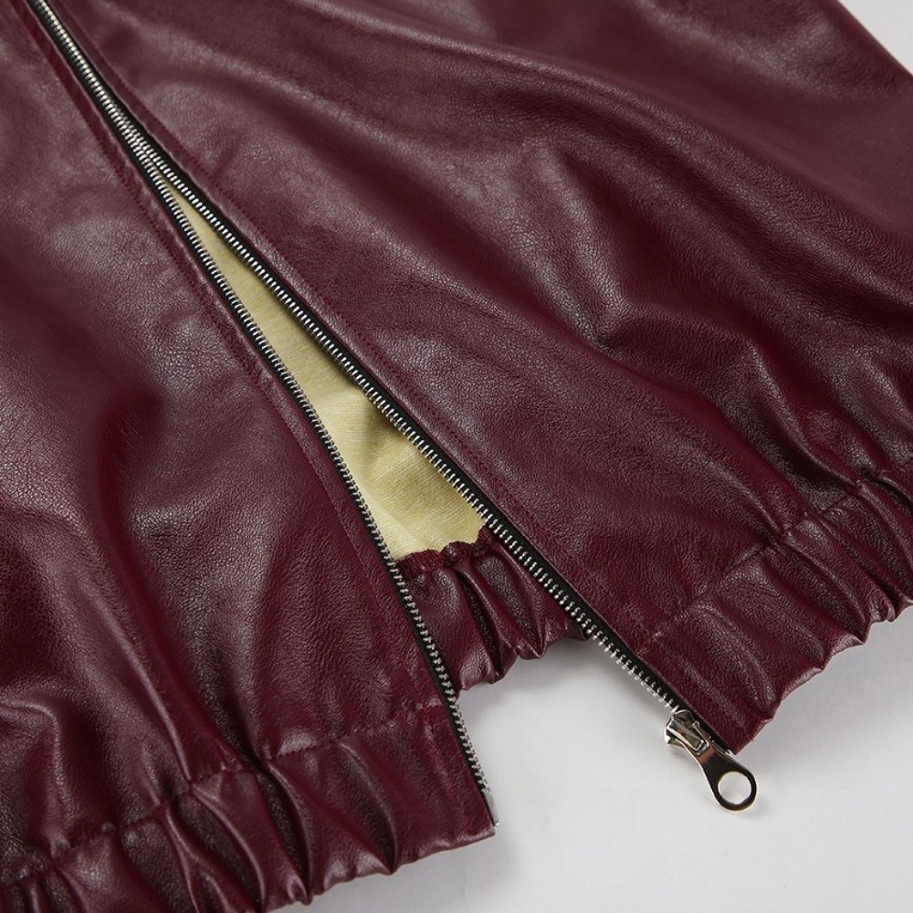 Vintage PU Leather Jacket Wine - Motorcycle Gear Outfit review and price